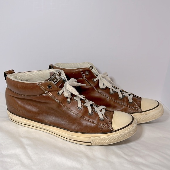Converse All Star Chuck Taylor Street Mid brown leather men’s size 13 pre-owned. - Picture 2 of 9